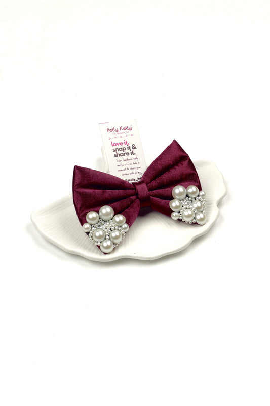 Mid Grey | Premium Satin  | Princess Pearl Bow