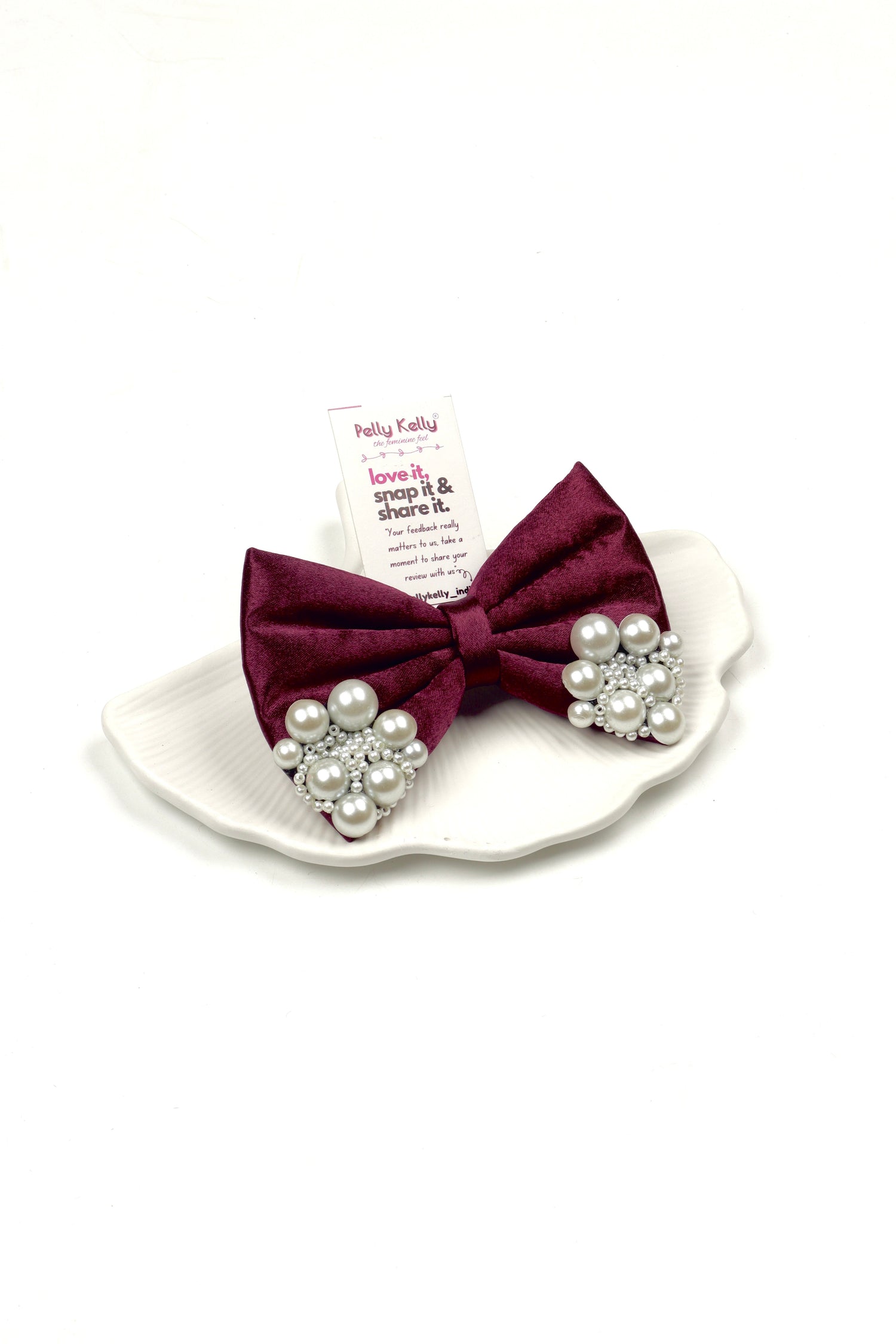 Magenta-Red | Premium Satin  | Princess Pearl Bow