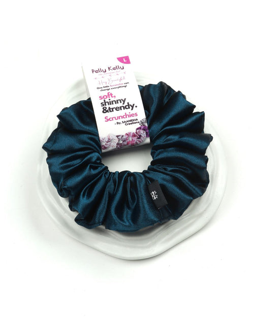 Dark Blue Grey | Premium Silk Satin Scrunchies | L