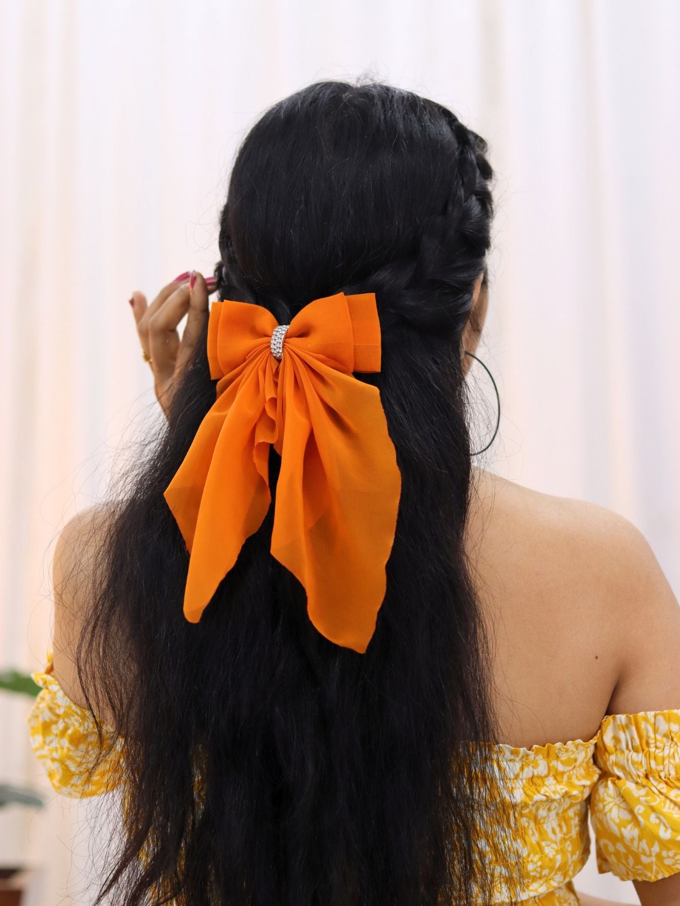 Georgette Bow |Scarf Bow With Rhinestone | Pack of  1