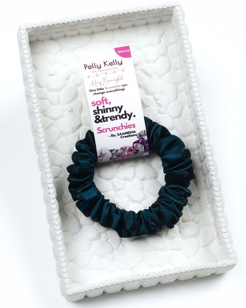 Dark Blue Grey | Premium Silk Satin Scrunchies | S