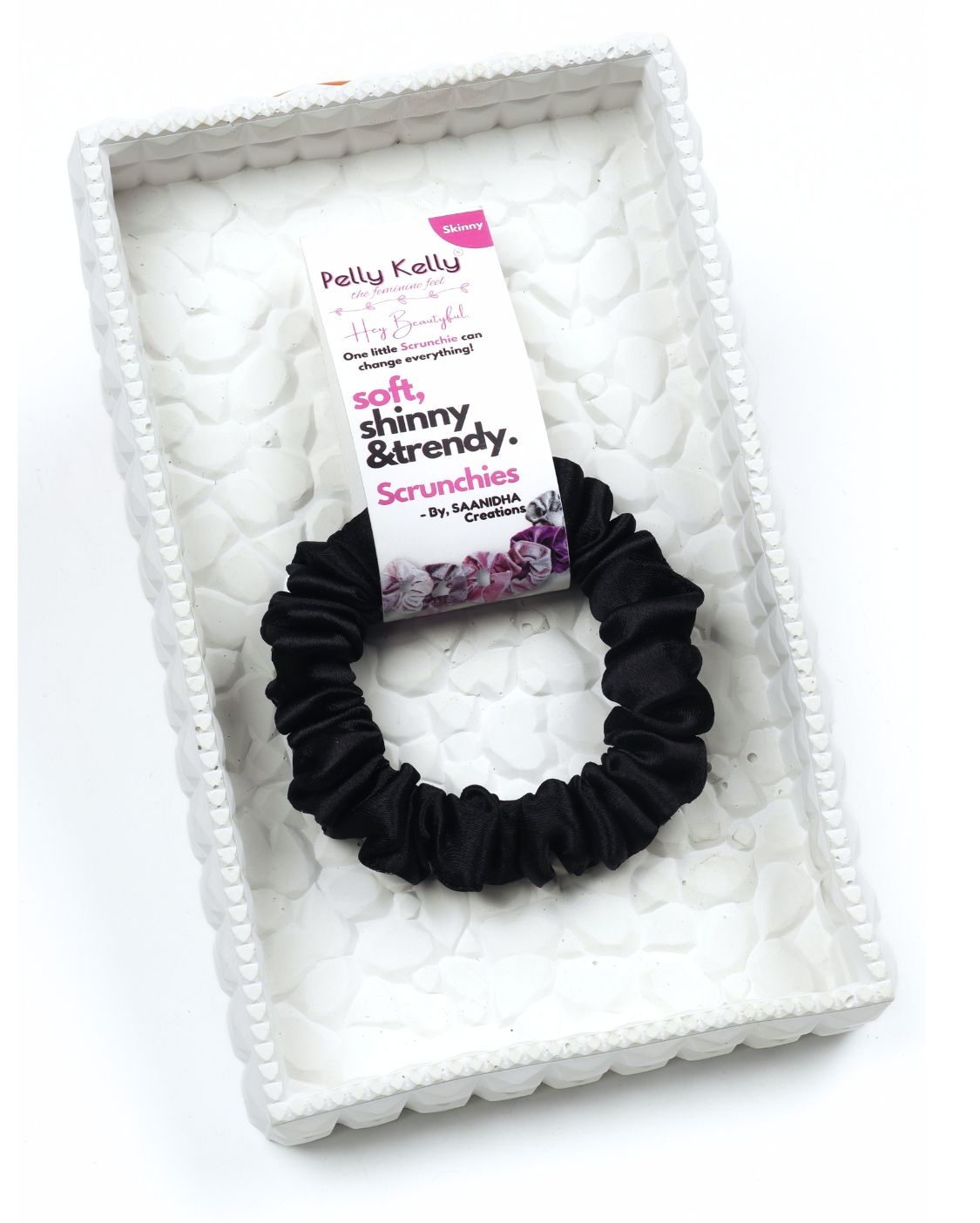 Black | Premium Silk Satin Scrunchies | S