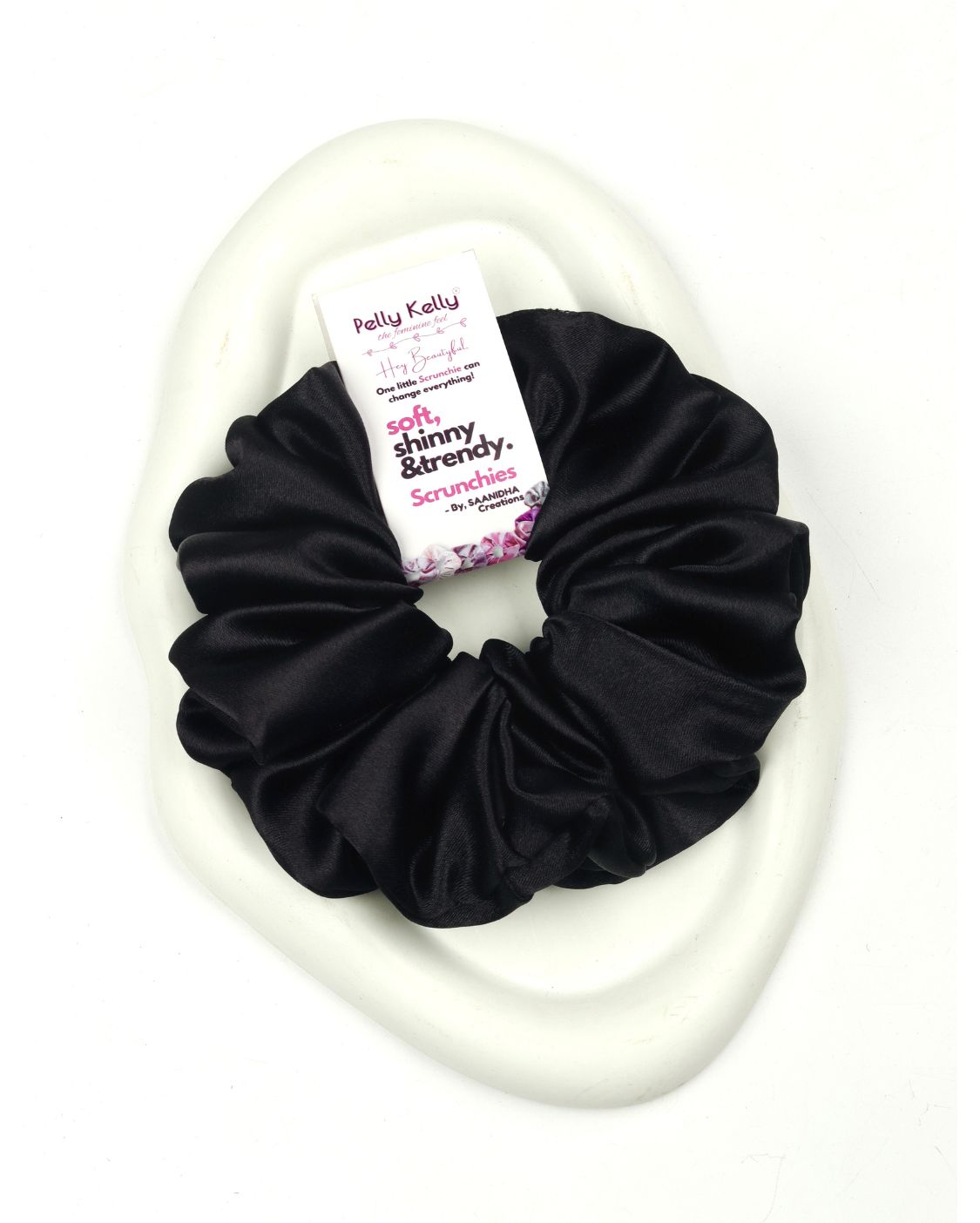 Black | Premium Silk Satin Scrunchies | XL
