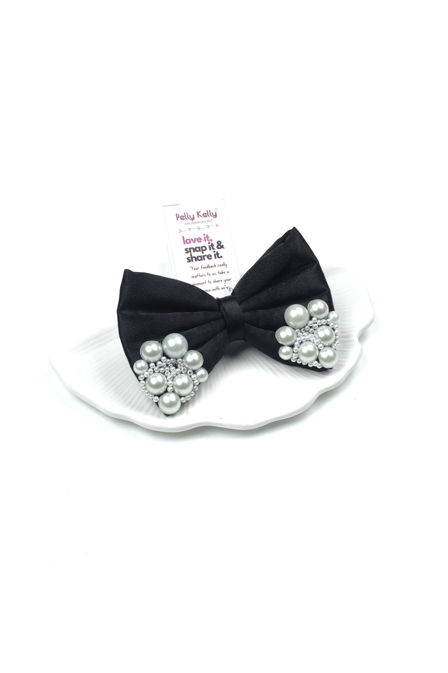 Black | Premium Satin  | Princess Pearl Bow
