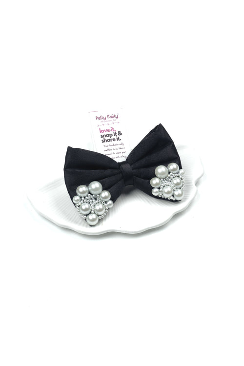 Black | Premium Satin  | Princess Pearl Bow