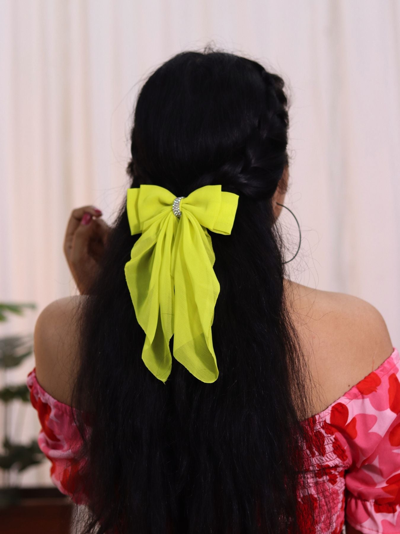 Georgette Bow |Scarf Bow With Rhinestone | Pack of  1