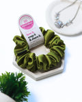 Olive Green | Silk Satin Scrunchies | M