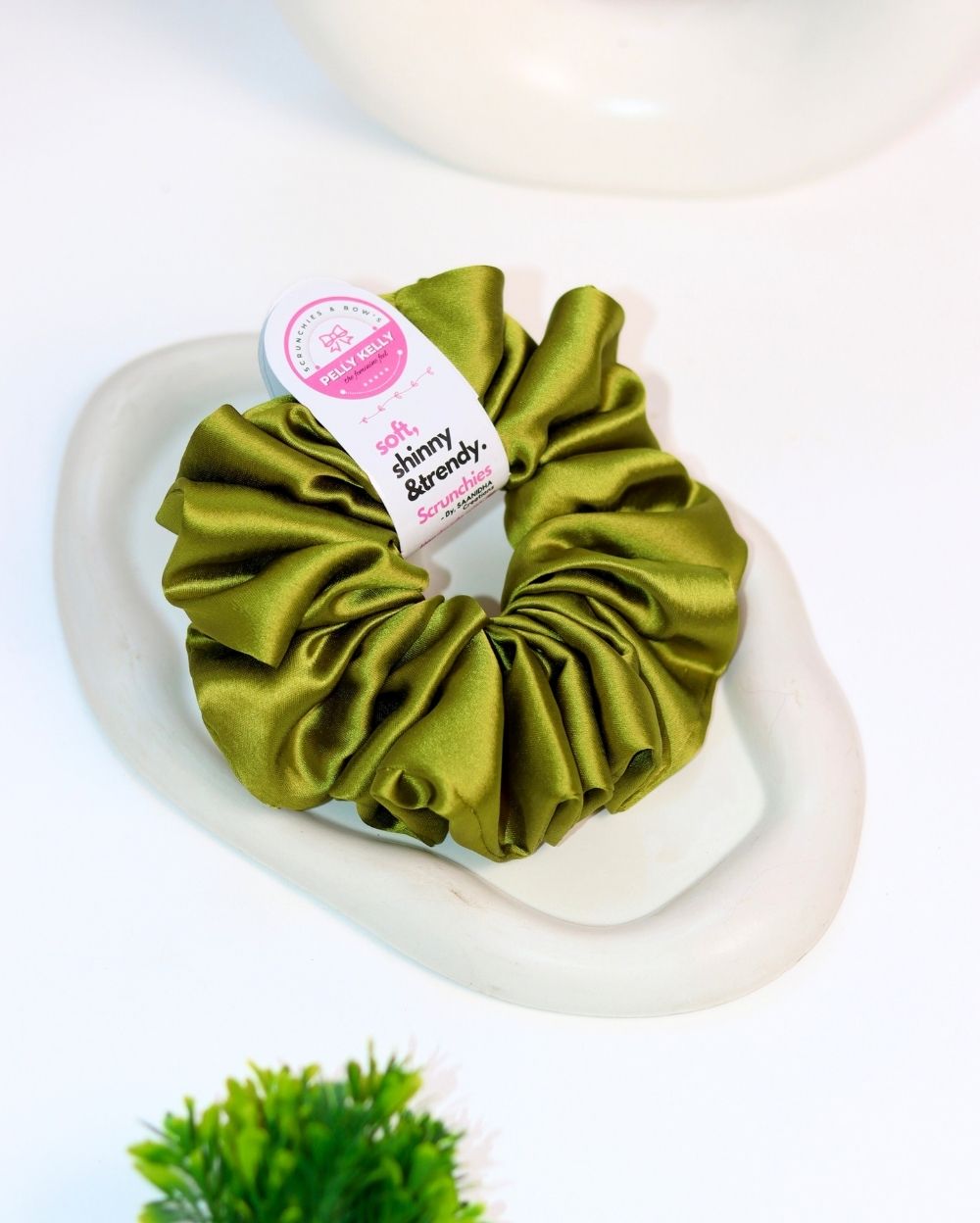 Olive Green | Silk Satin Scrunchies | XL