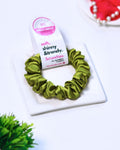 Olive Green | Silk Satin Scrunchies | S