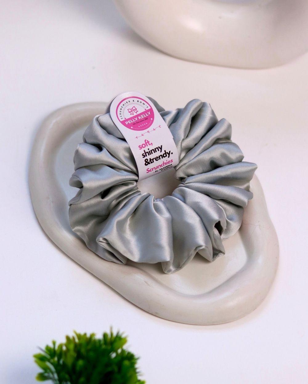 Ash Grey | Silk Satin Scrunchies | XL