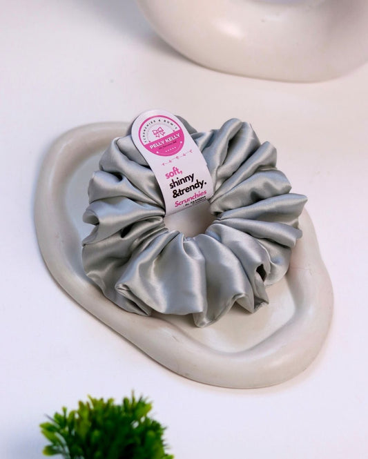 Ash Grey | Silk Satin Scrunchies | XL