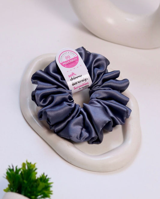 Steel Grey | Silk Satin Scrunchies | XL