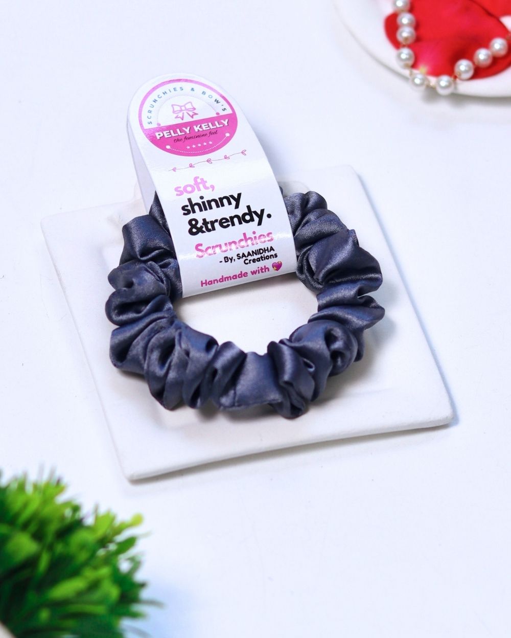 Steel Grey | Silk Satin Scrunchies | S