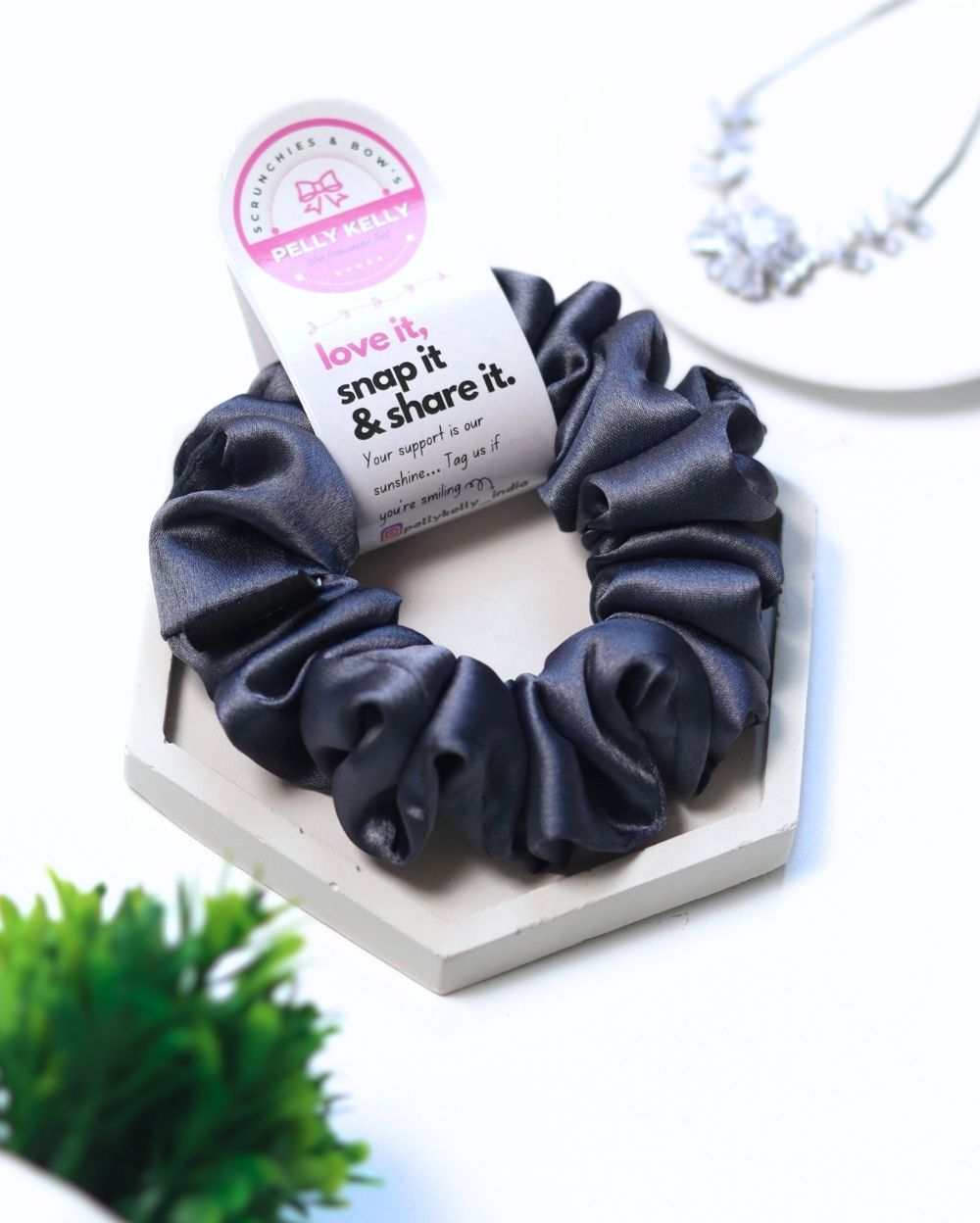 Steel Grey | Silk Satin Scrunchies | M