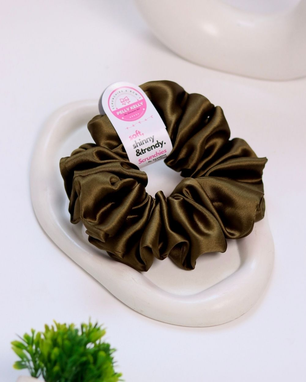 Bean Brown | Silk Satin Scrunchies | XL