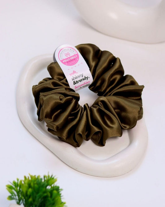 Bean Brown | Silk Satin Scrunchies | XL
