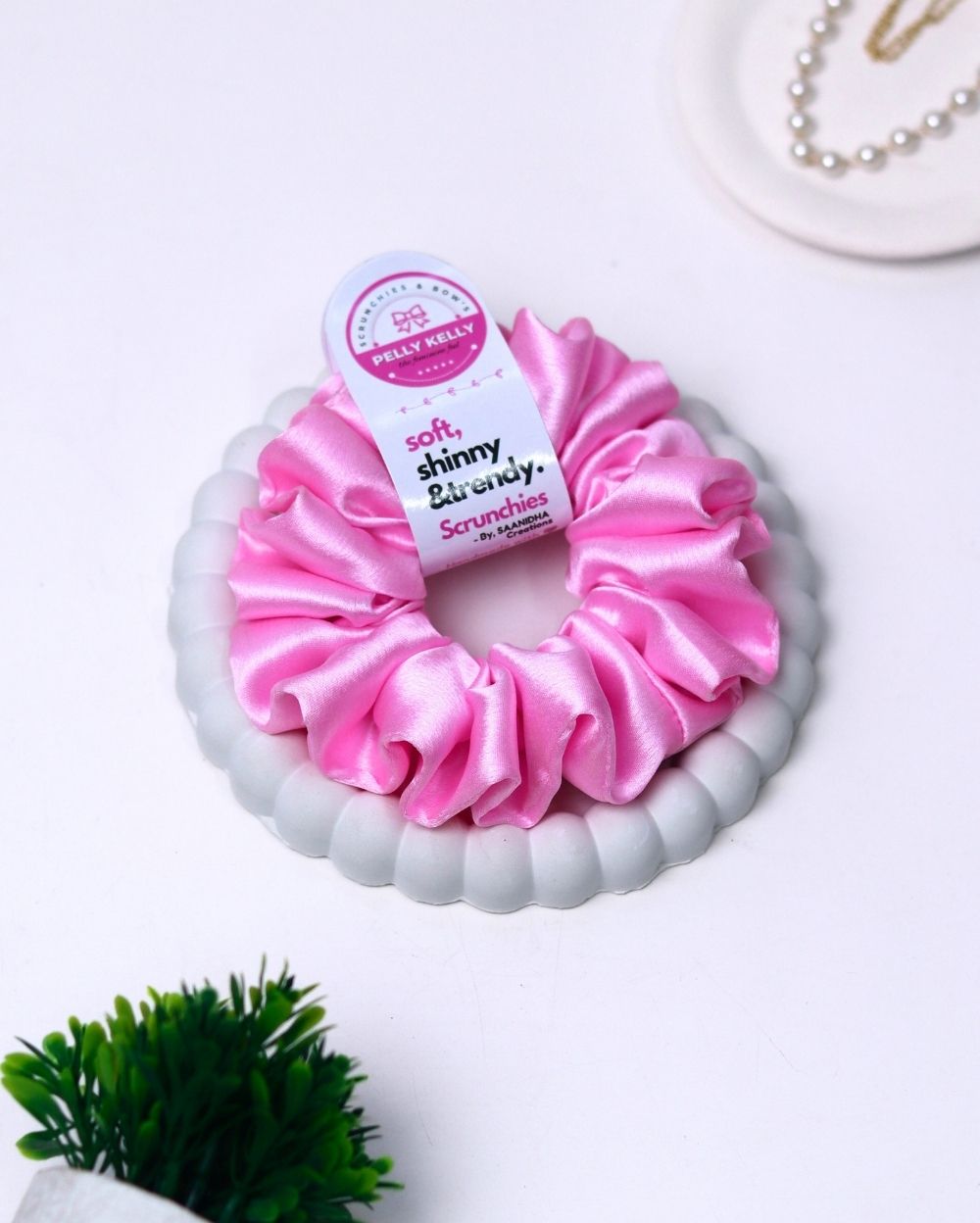 Pale Pink | Silk Satin Scrunchies | L