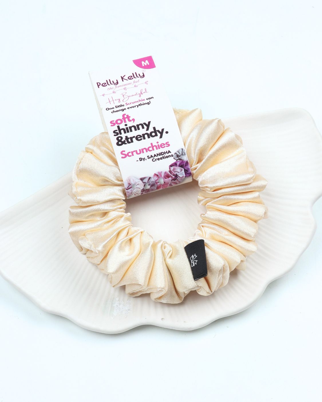 Soft Peach | Premium Silk Satin Scrunchies | M