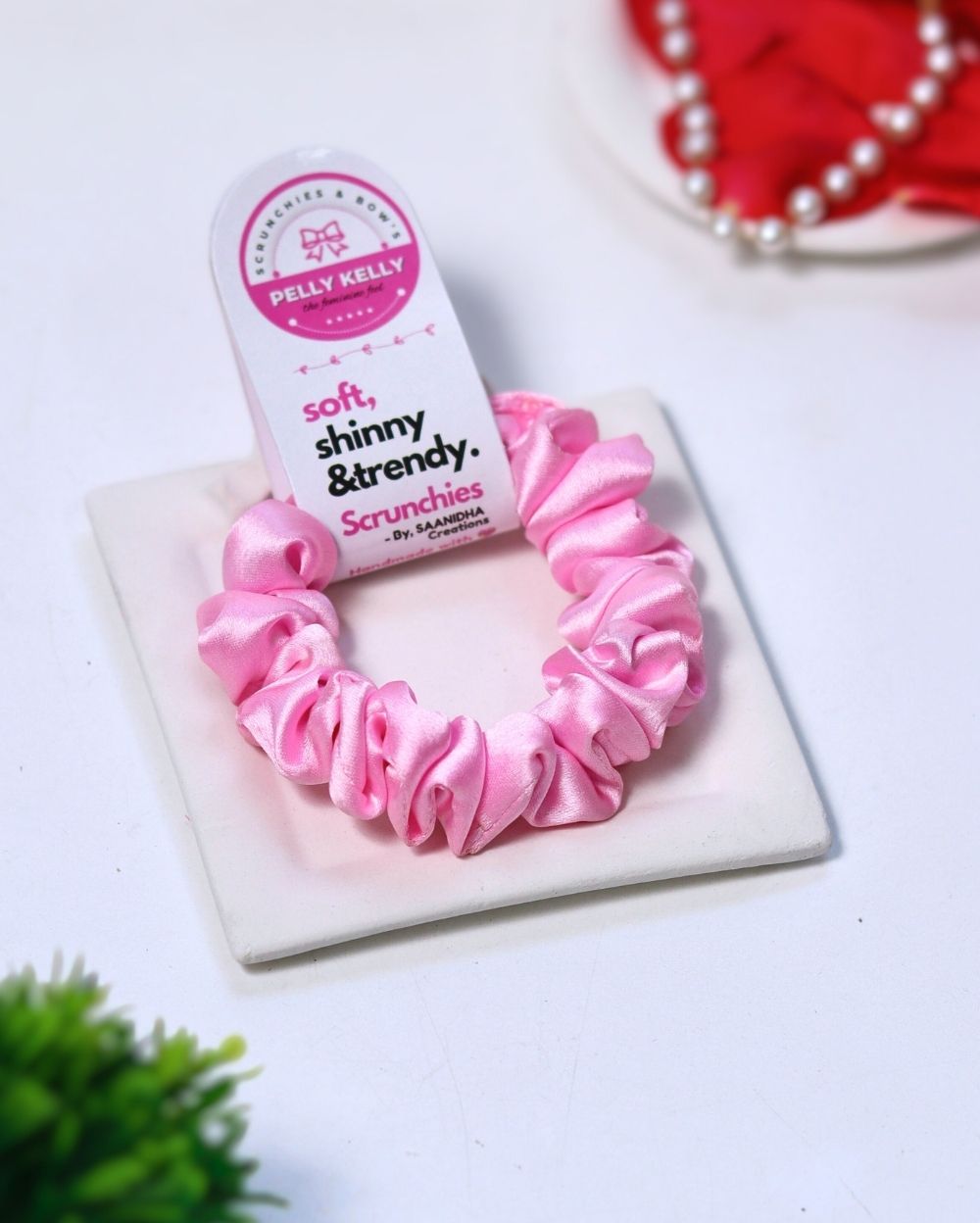Pale Pink | Silk Satin Scrunchies | S