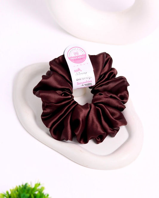 Woody Brown | Silk Satin Scrunchies | XL