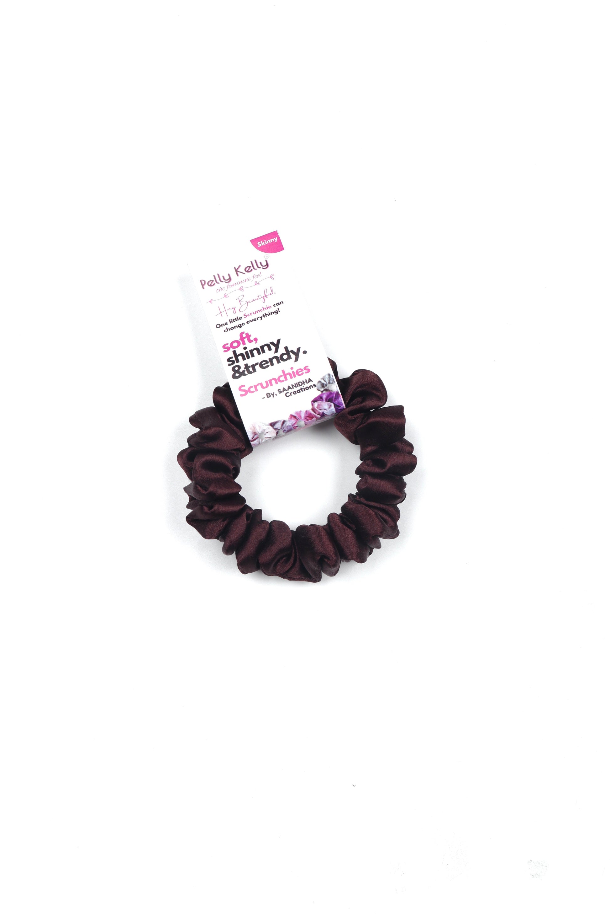 Woody Brown | Silk Satin Scrunchies | S