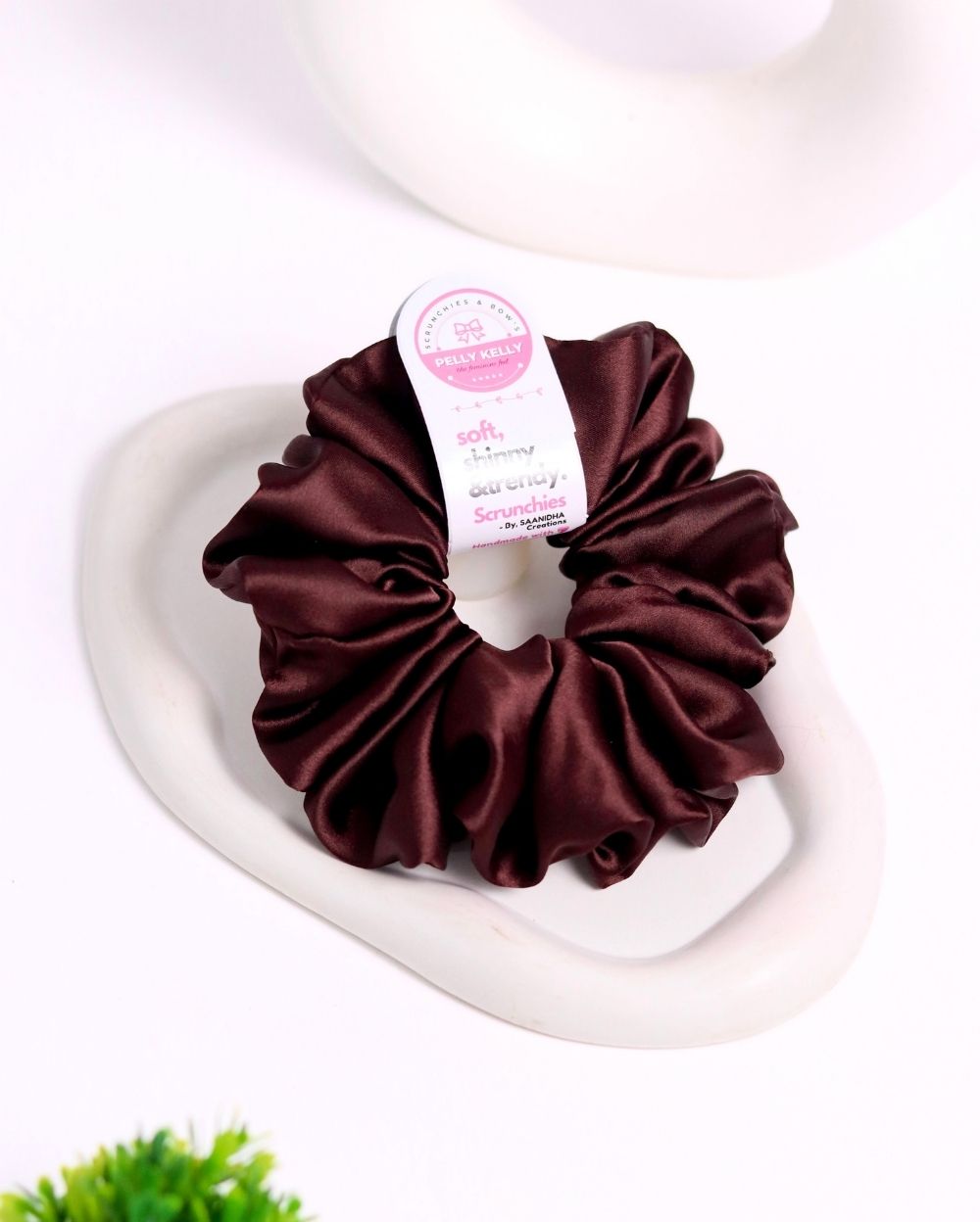 Woody Brown | Silk Satin Scrunchies | XL