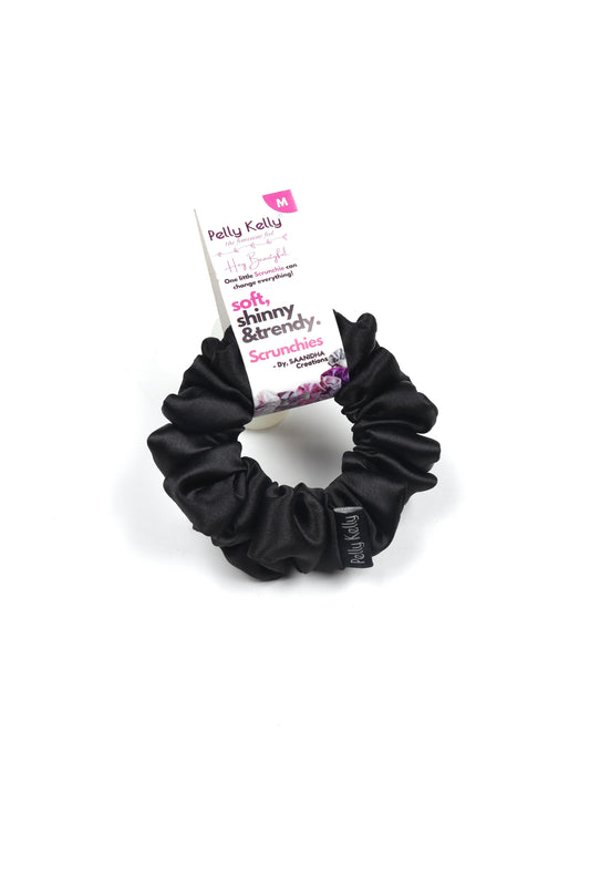 Black | Silk Satin Scrunchies | M