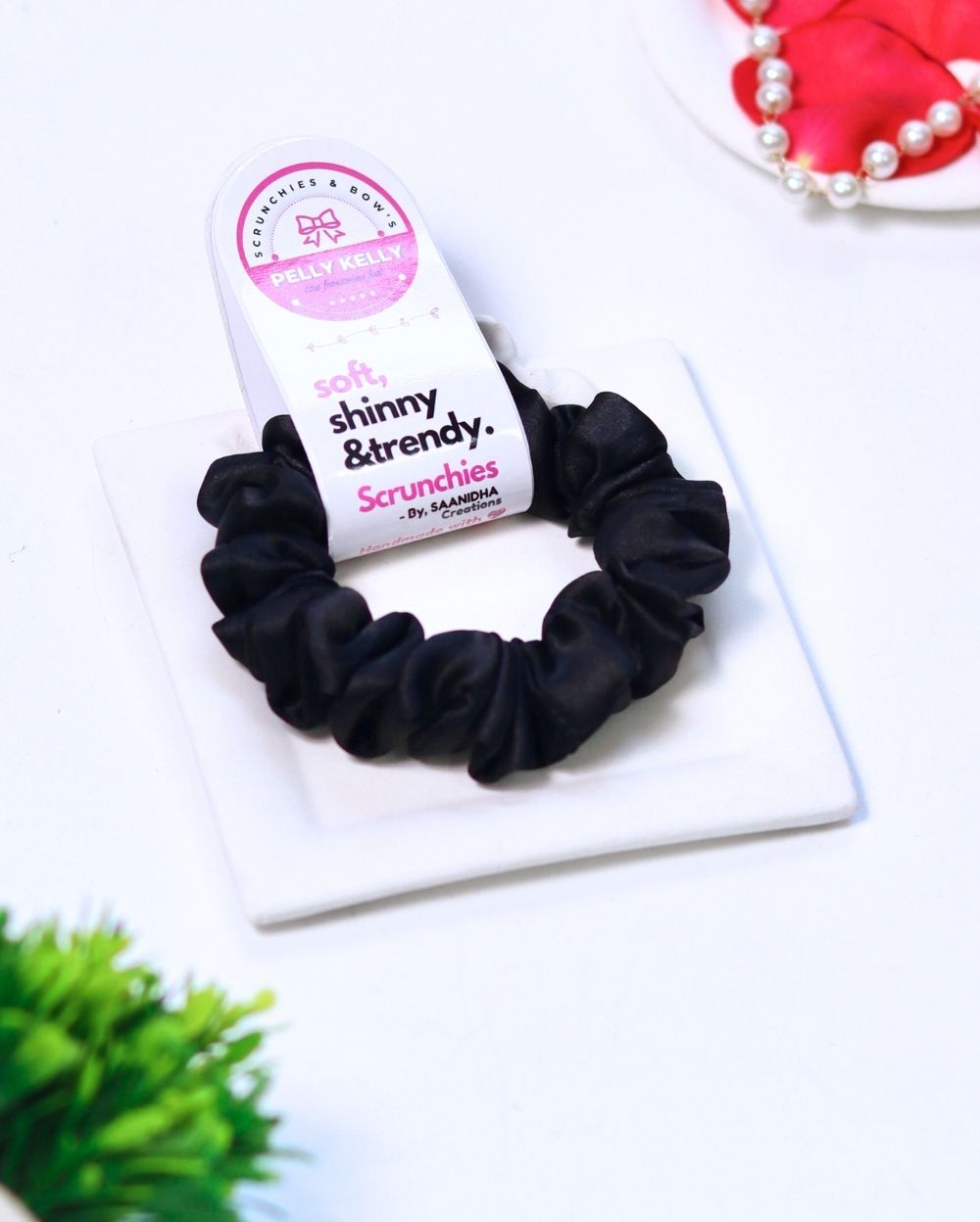 Black | Silk Satin Scrunchies | S