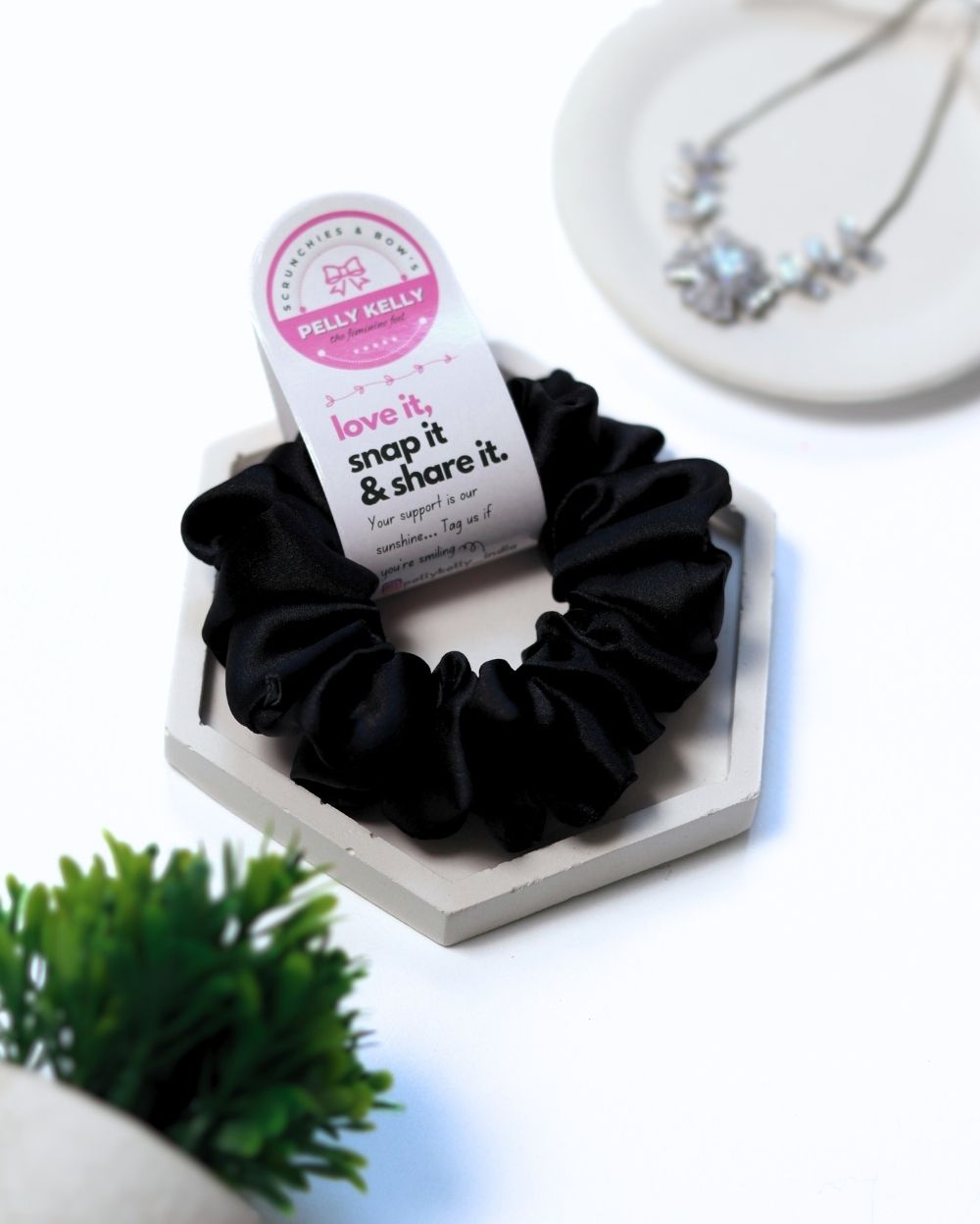 Black | Silk Satin Scrunchies | M