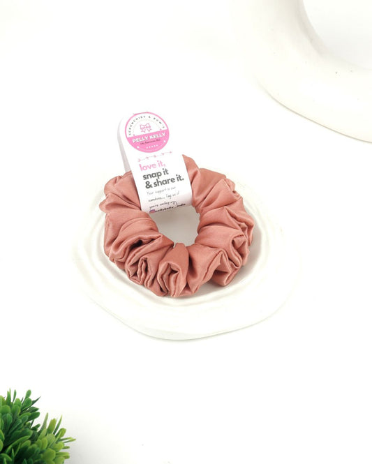 Peachy Pink | Silk Satin Scrunchies |M