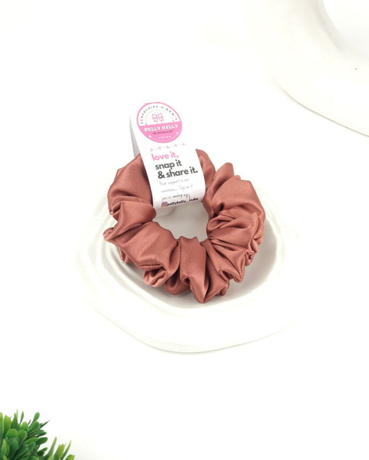 Light Brown | Silk Satin Scrunchies | M