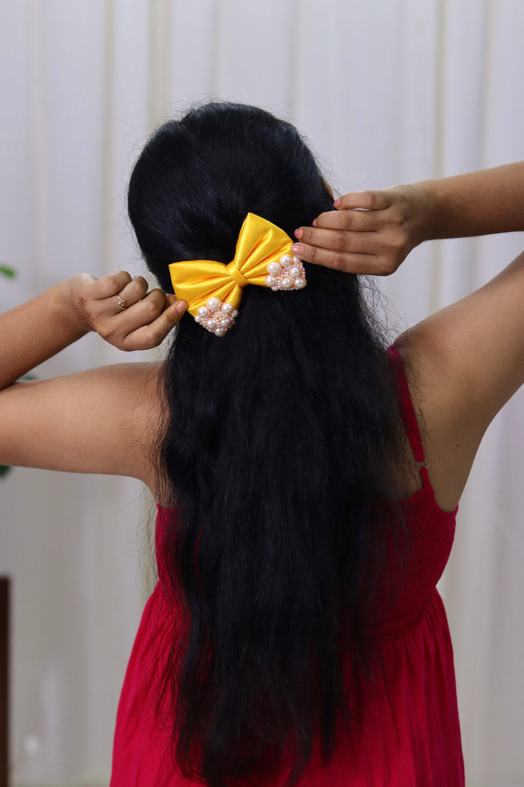 Arylide Yellow | Premium Satin | Princess Pearl Bow