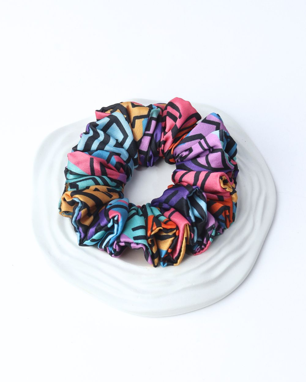 Premium Printed Satin Scrunchies | Large