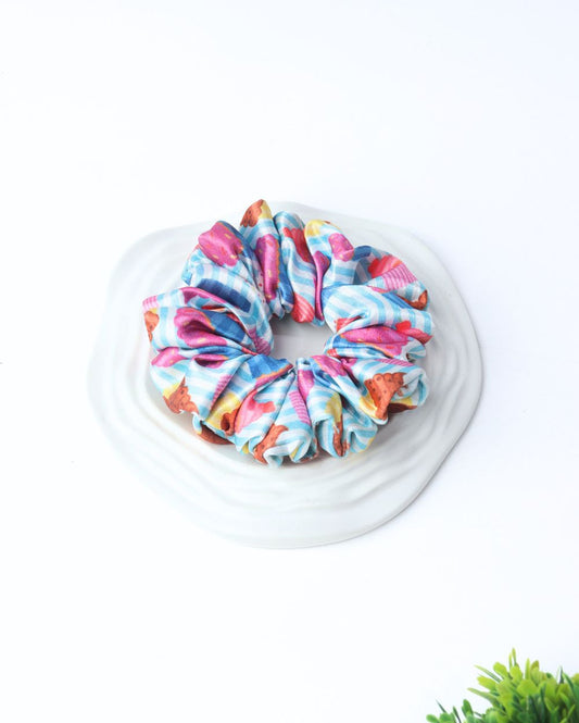 Premium Printed Satin Scrunchies | Large