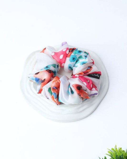 Premium Printed Satin Scrunchies | Large