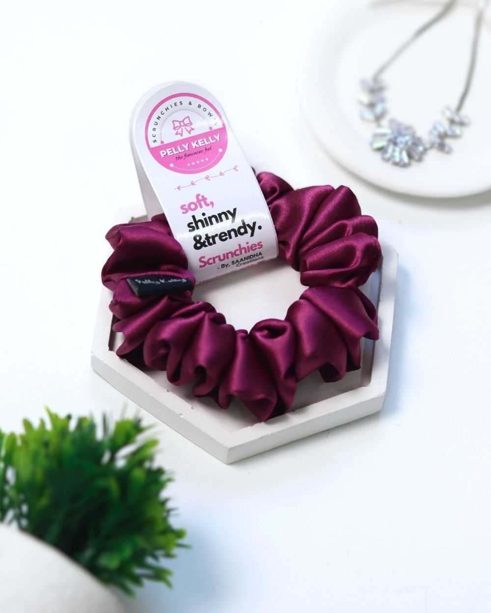 Viola Purple | Silk Satin Scrunchies | M