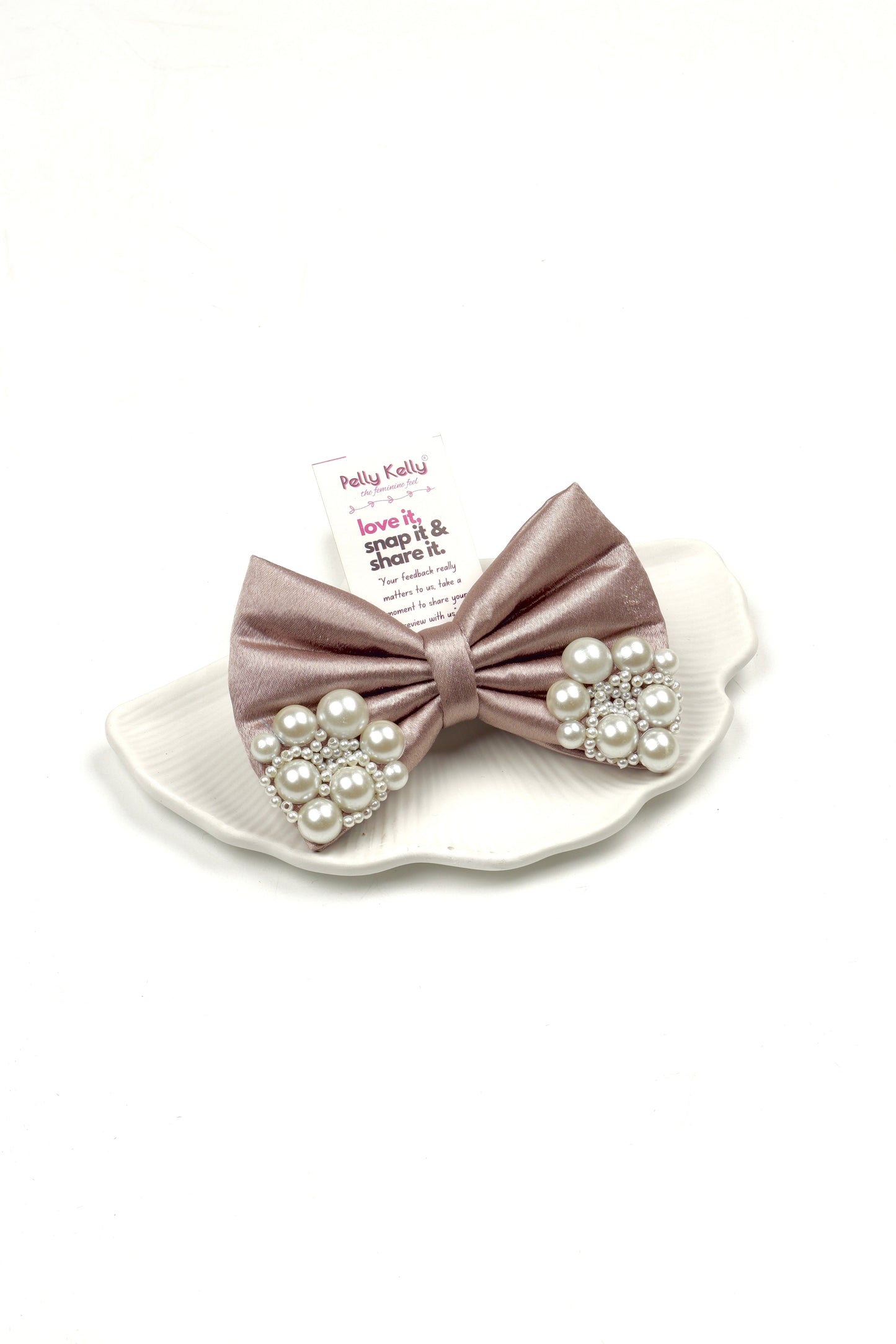 Rose Gold | Premium Satin | Princess Pearl Bow