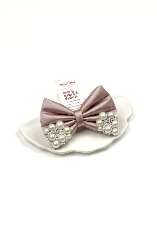 Rose Gold | Premium Satin | Princess Pearl Bow
