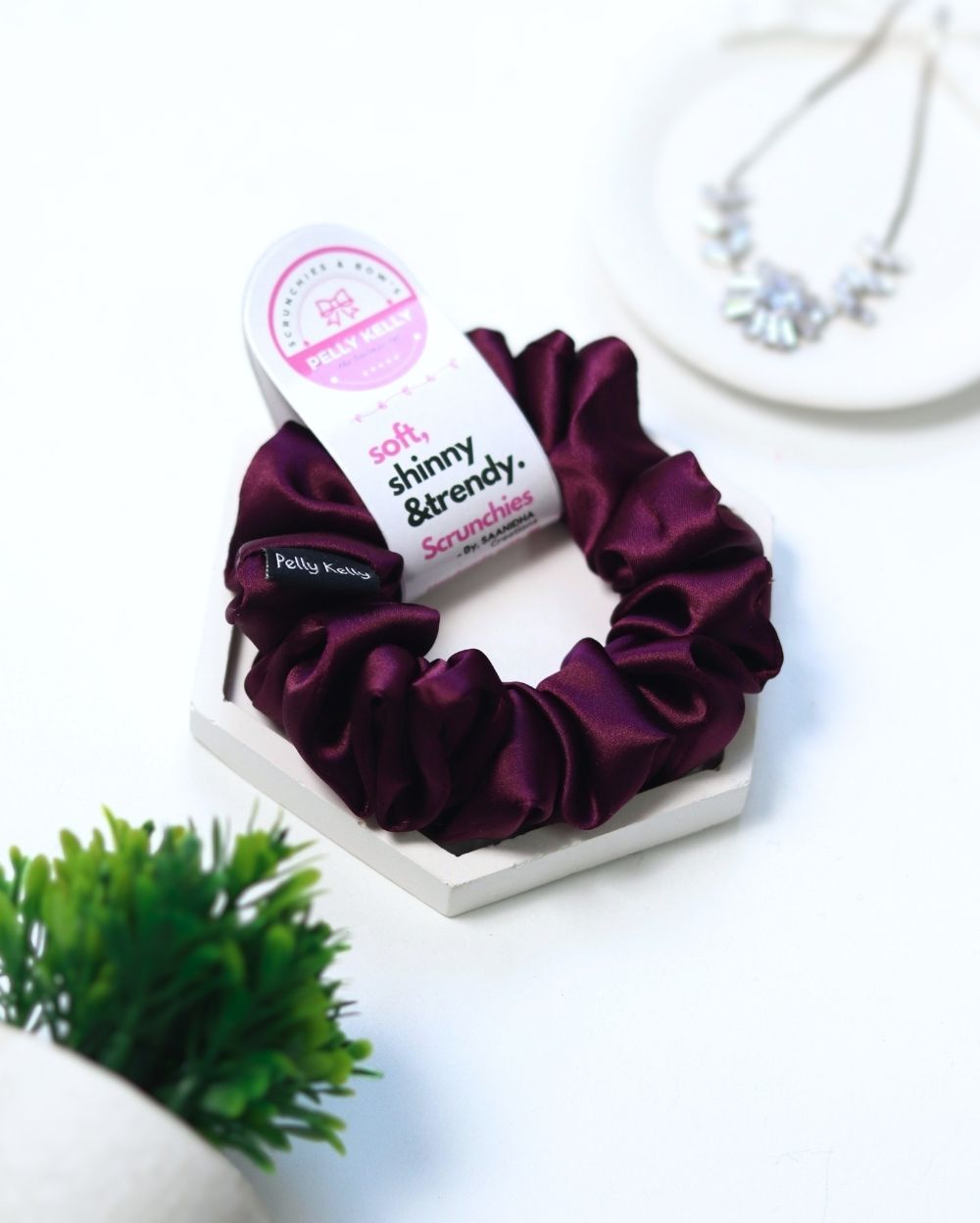 Magenta | Silk Satin Scrunchies | M