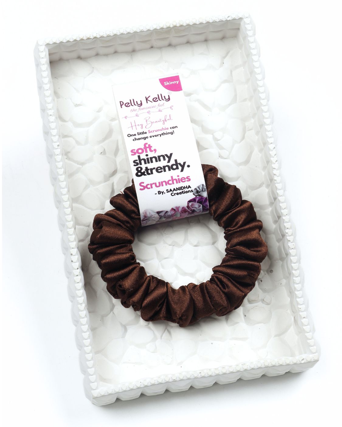 Woody Brown | Premium Silk Satin Scrunchies | S