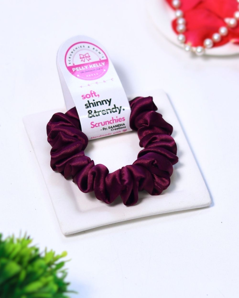 Magenta | Silk Satin Scrunchies |S