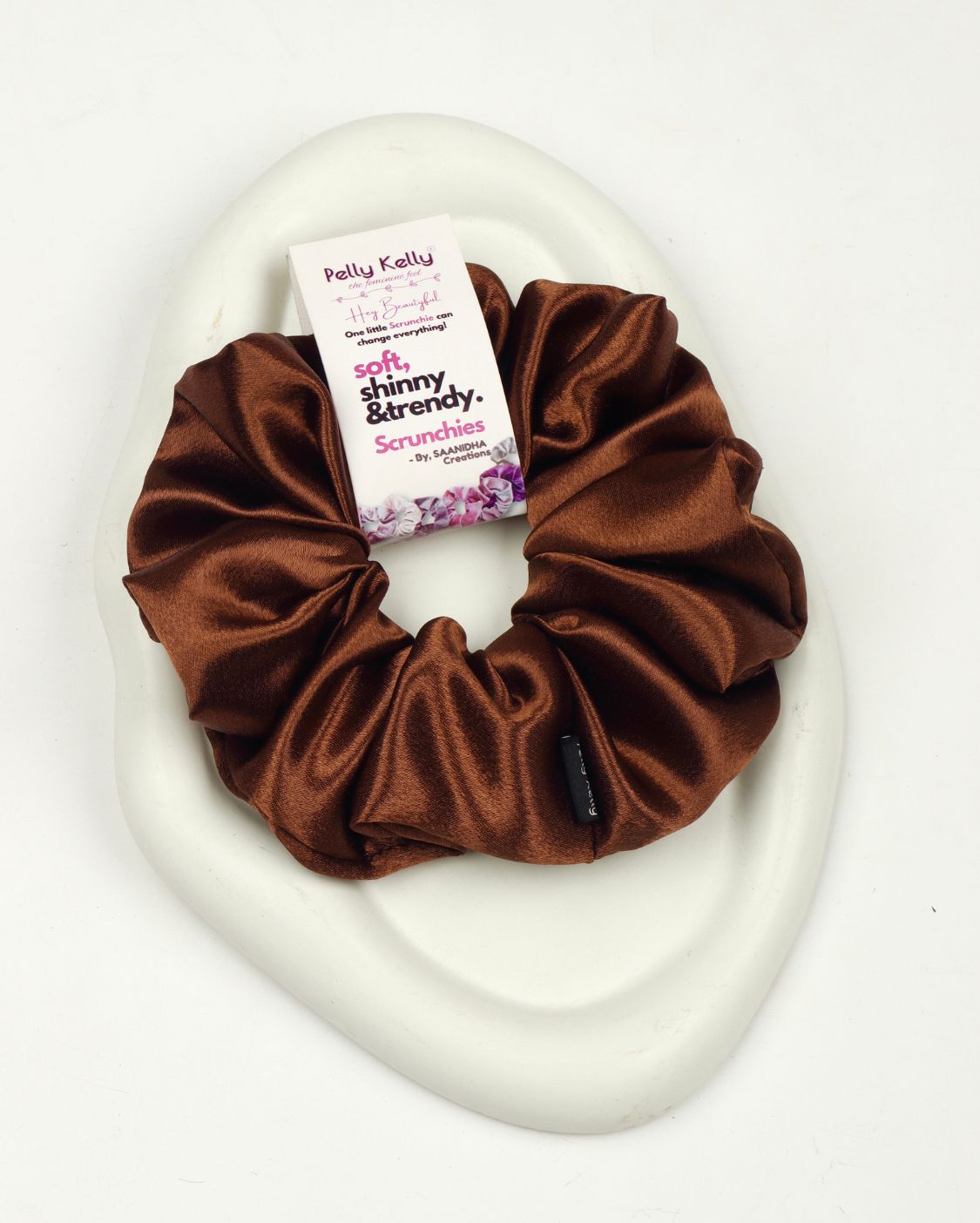 Woody Brown | Premium Silk Satin Scrunchies | XL