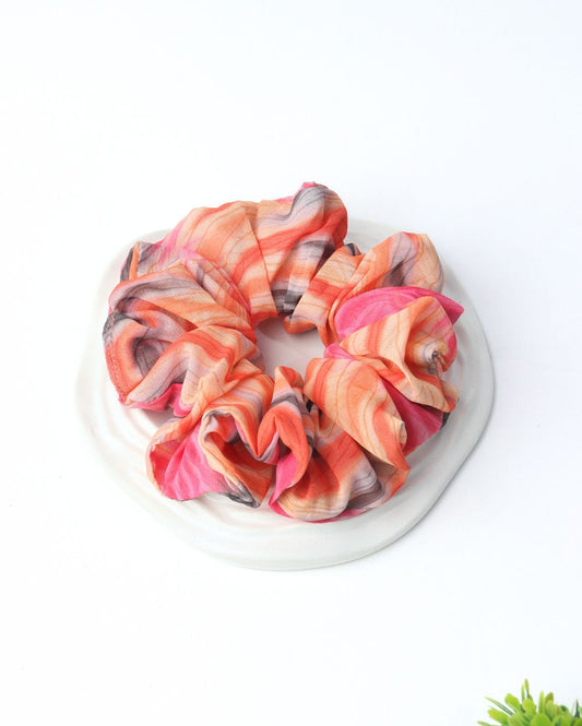 Premium Printed Satin Scrunchies | Large