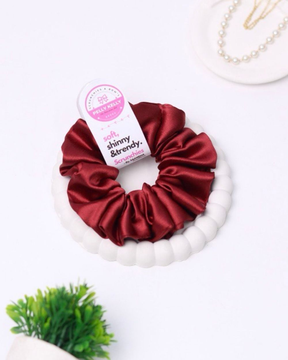 Light Maroon | Silk Satin Scrunchies | L