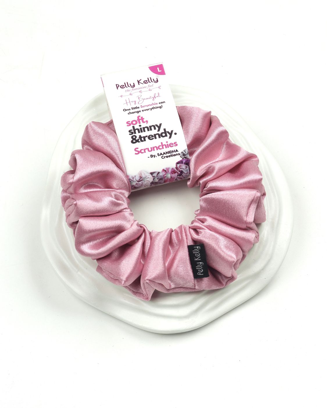 Cavern Pink | Premium Silk Satin Scrunchies | L