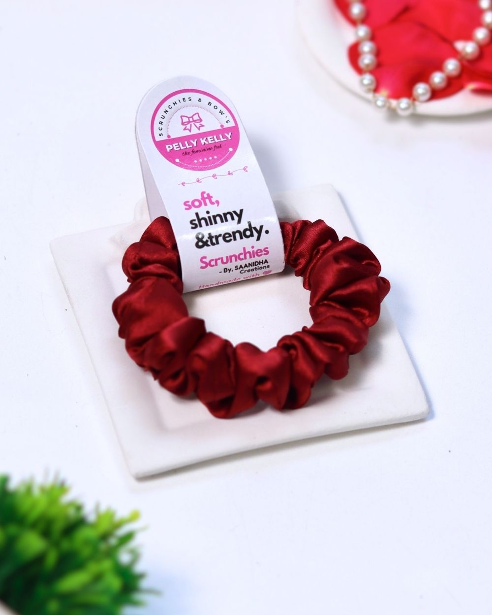 Light Maroon | Silk Satin Scrunchies | S