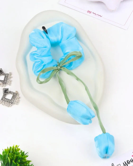 Tulip Flower Scrunchie | Sky Blue