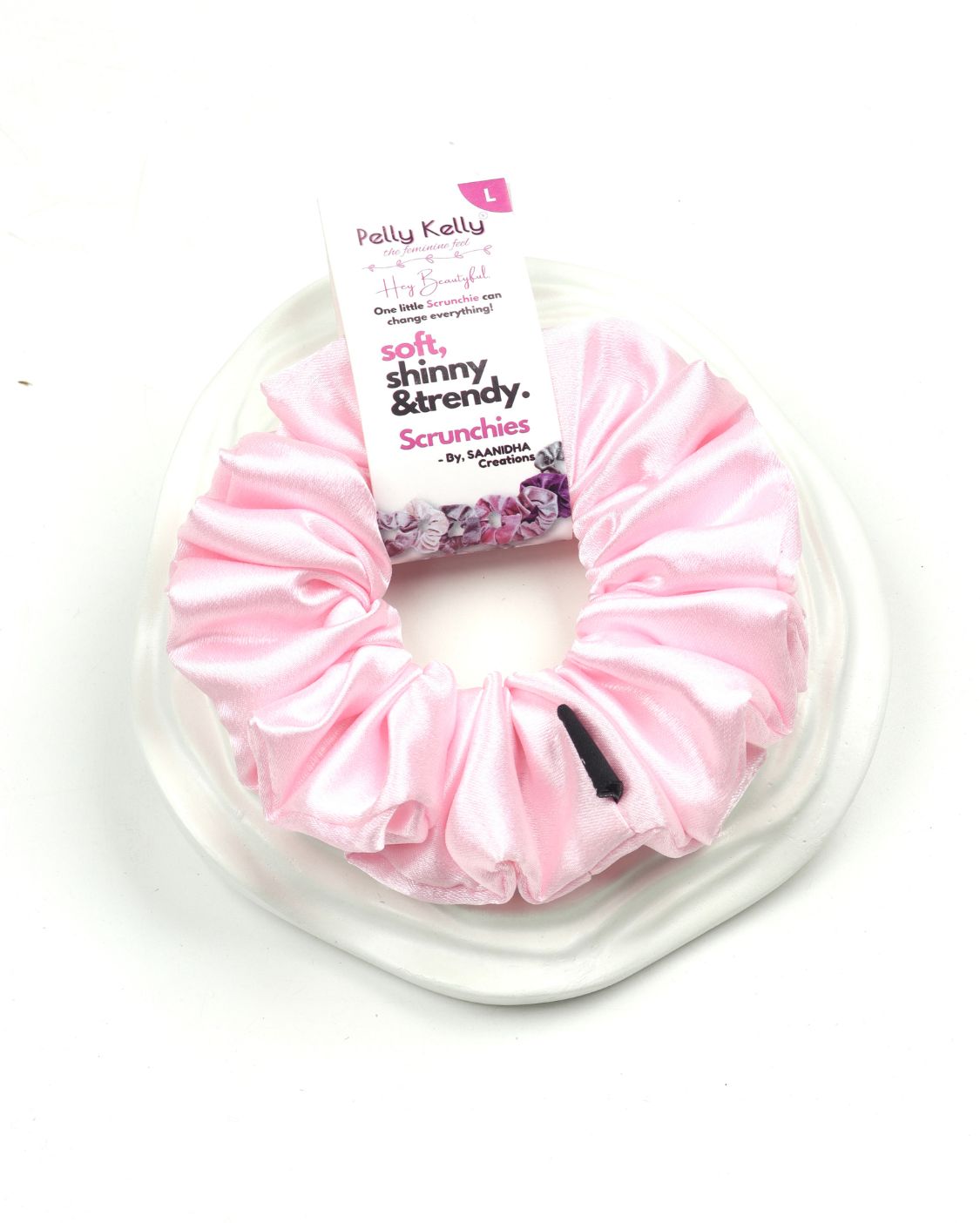 Pale Pink | Premium Silk Satin Scrunchies | L
