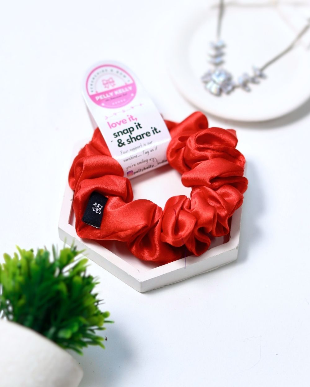Tulip Pink | Silk Satin Scrunchies | M