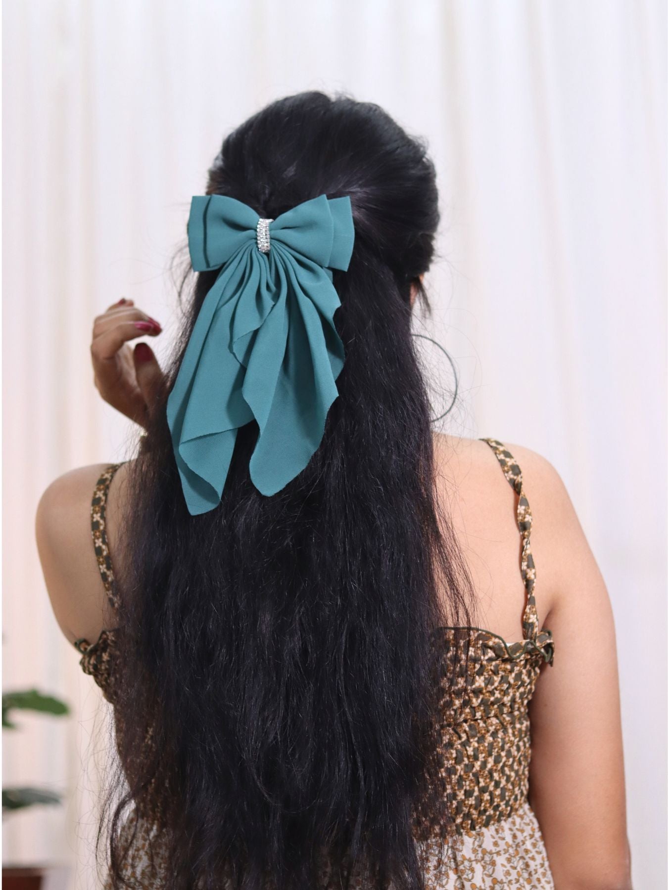 Georgette Bow |Scarf Bow With Rhinestone | Pack of  1